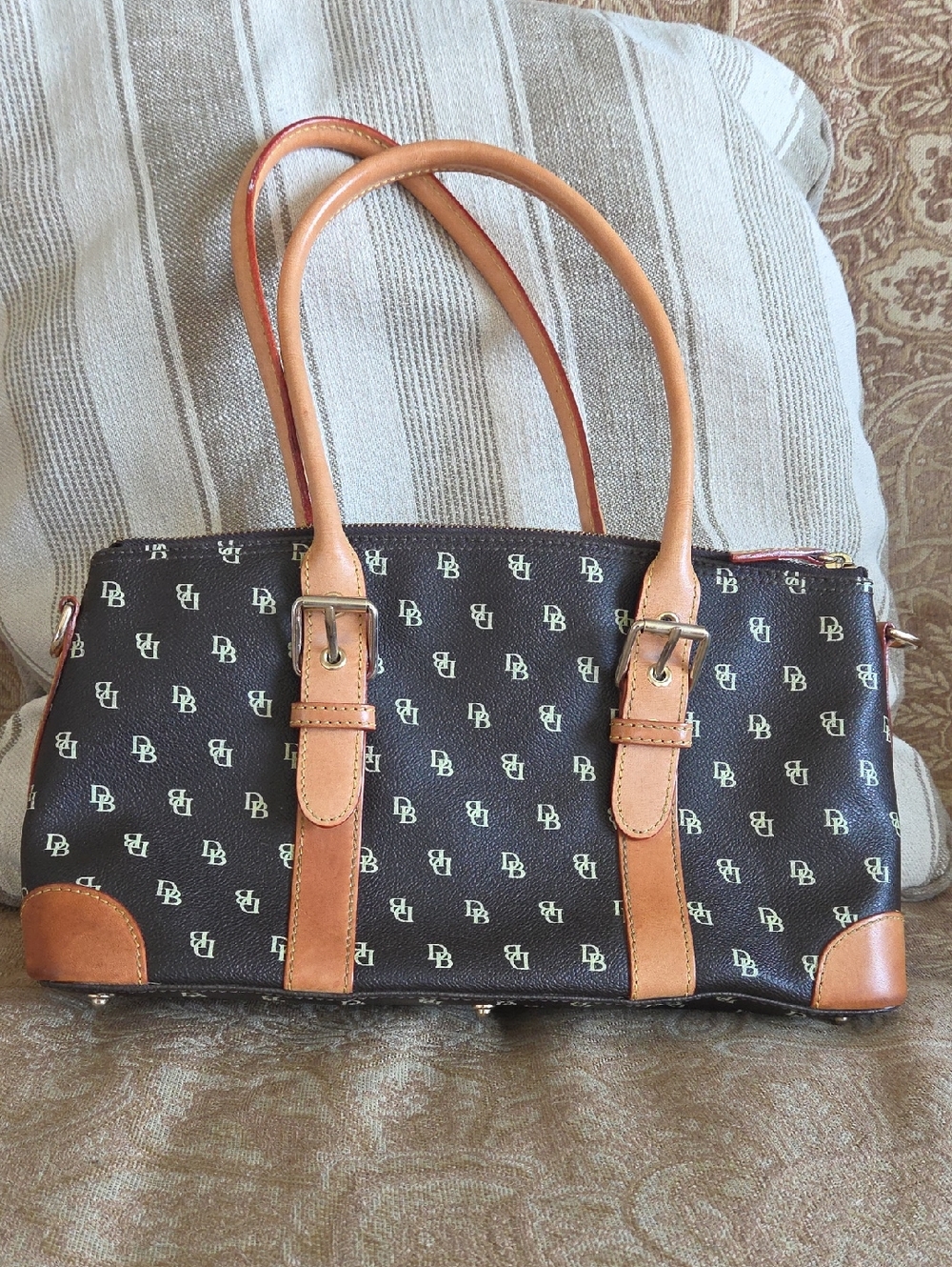 Dooney & Bourke Brown & Tan Logo Satchel